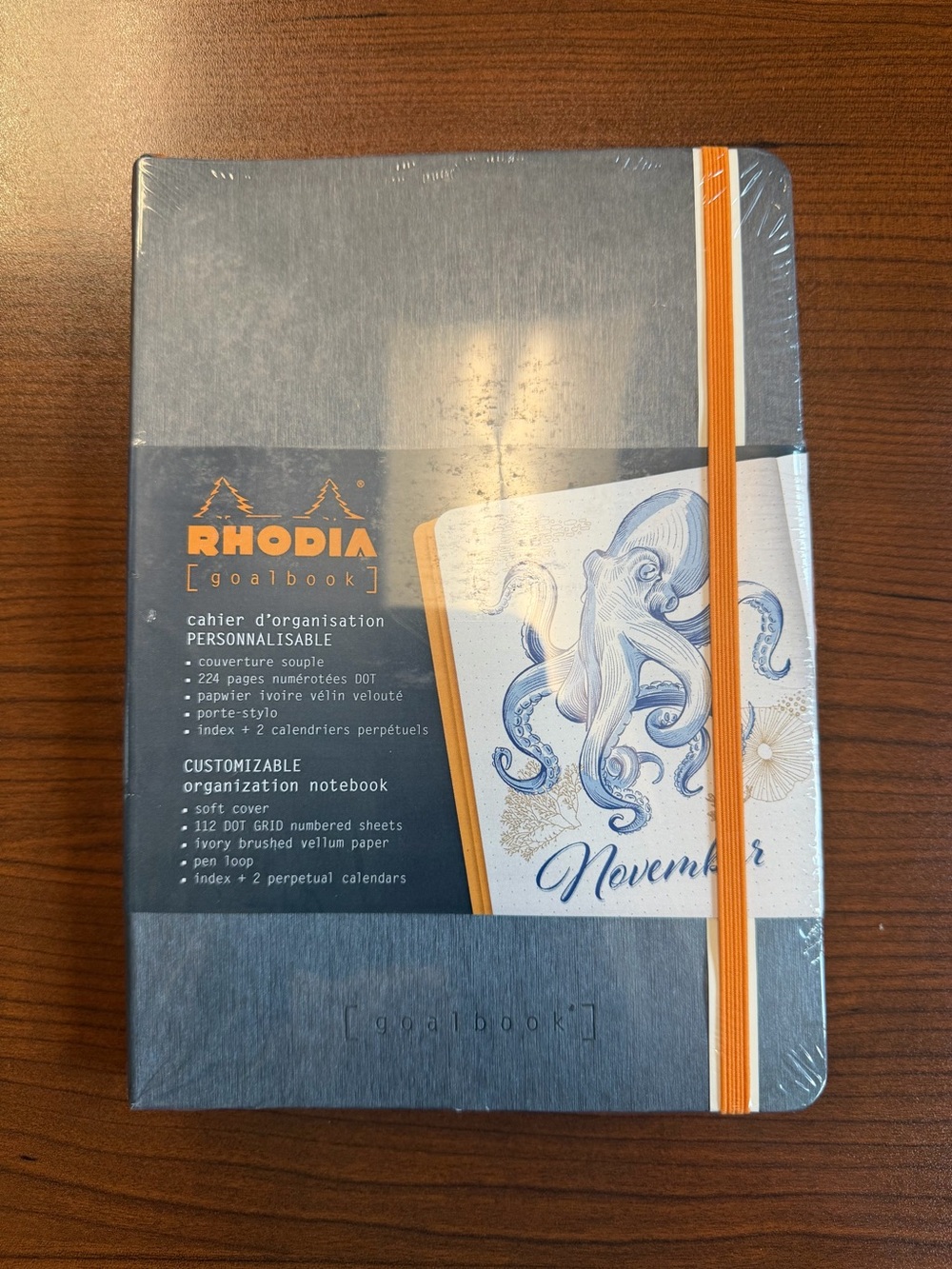 Rhodia Goalbook Customizable Notebook - Blue with Orange Elastic